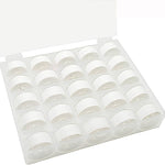 Sewtalent 25pcs White/Black Prewound Bobbin Thread 60S/2 (90WT) Size A SA156 Plastic Sided for Embroidery and Sewing Machines