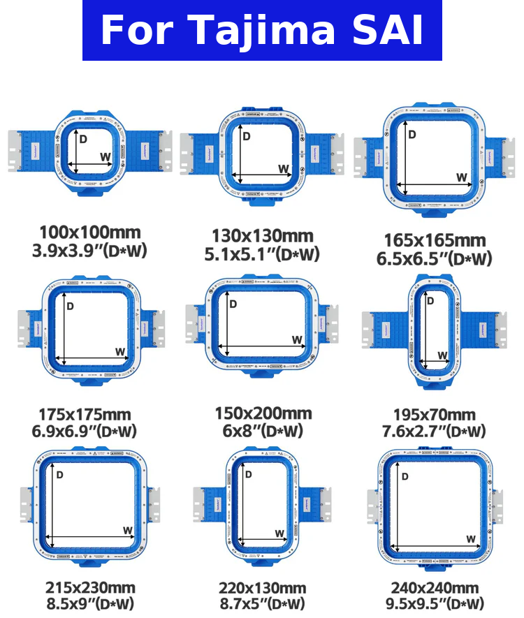 Sewtalent Magnetic Hoops Only for Juki Tajima SAI S0801C 8 Needle embroidery machine