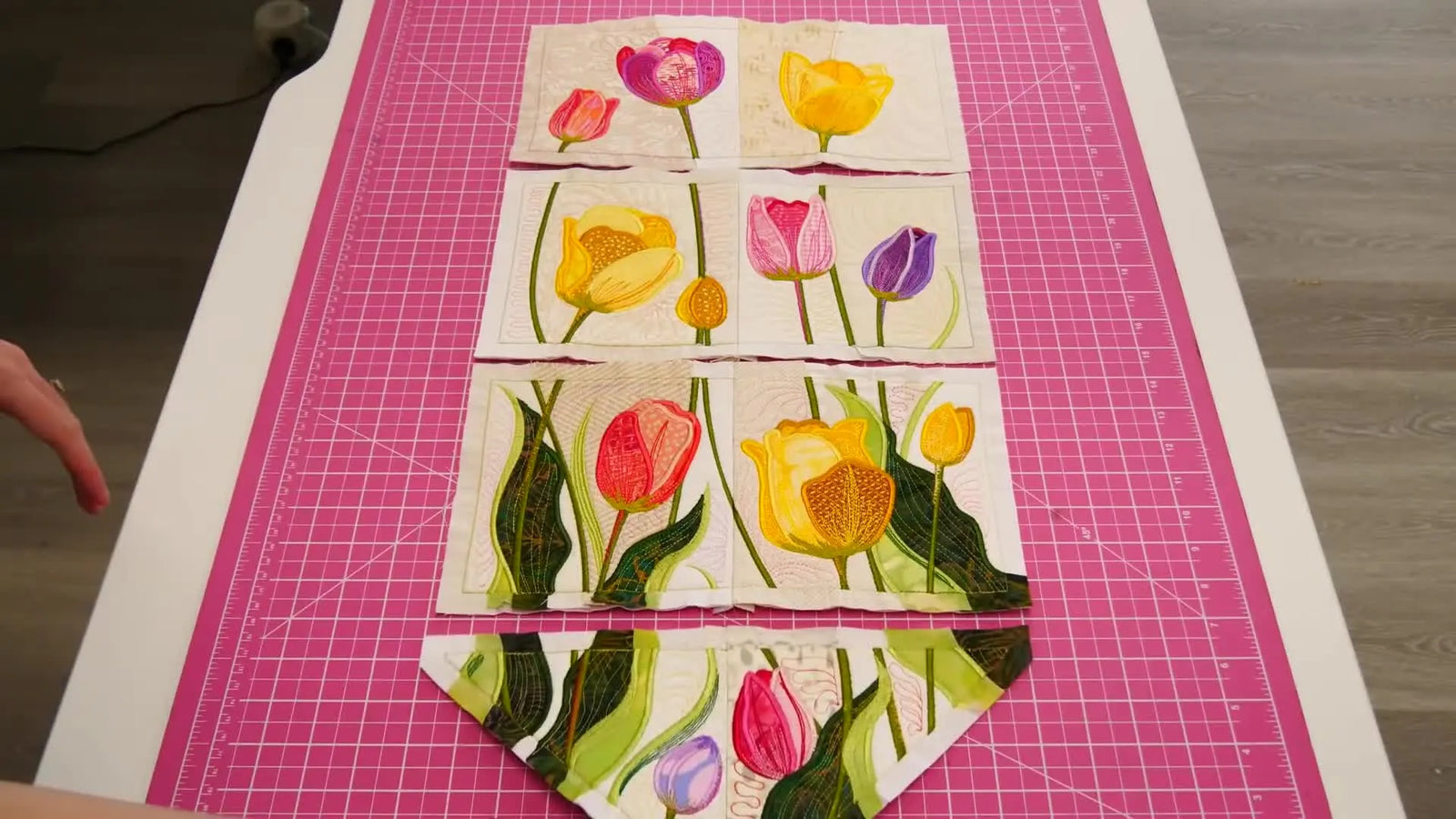 Tulip Fields Hanger Block 8: The Calm, Clean ITH Appliqué Workflow (Plus a Self-Binding Finish That Looks Store-Bought)
