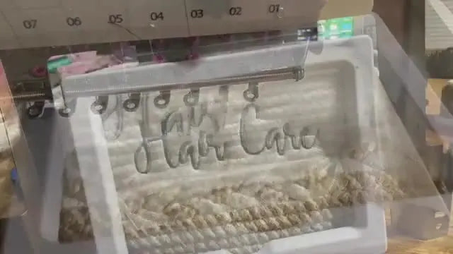 A finished rope basket sits in the frame with crisp lettering, showing what’s possible when thick rope is stabilized, pinned, and traced correctly.