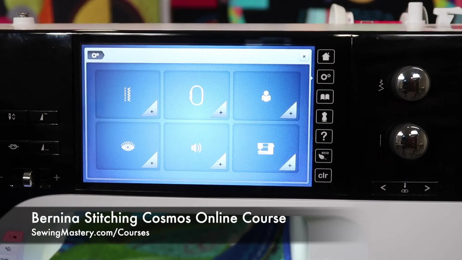 The Bernina 790+ Setup Program home screen shows six large icons for Sewing, Embroidery, Personalization, Sound, Machine Settings, and Information.