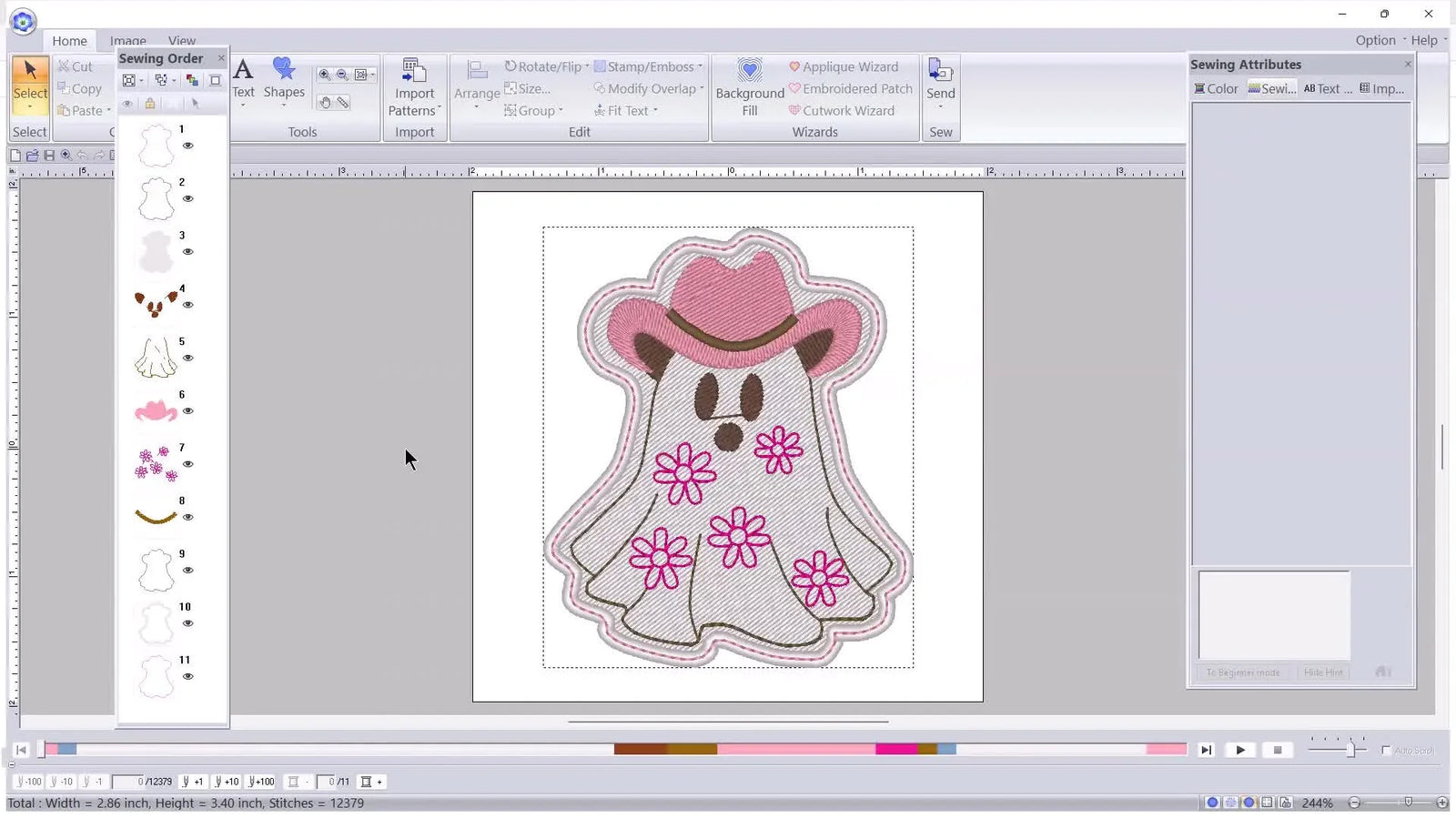 Cowboy Ghost ITH Patch (and Magnet) in Baby Lock Palette 11: The Sewing Order That Saves Your Backing—and Your Sanity
