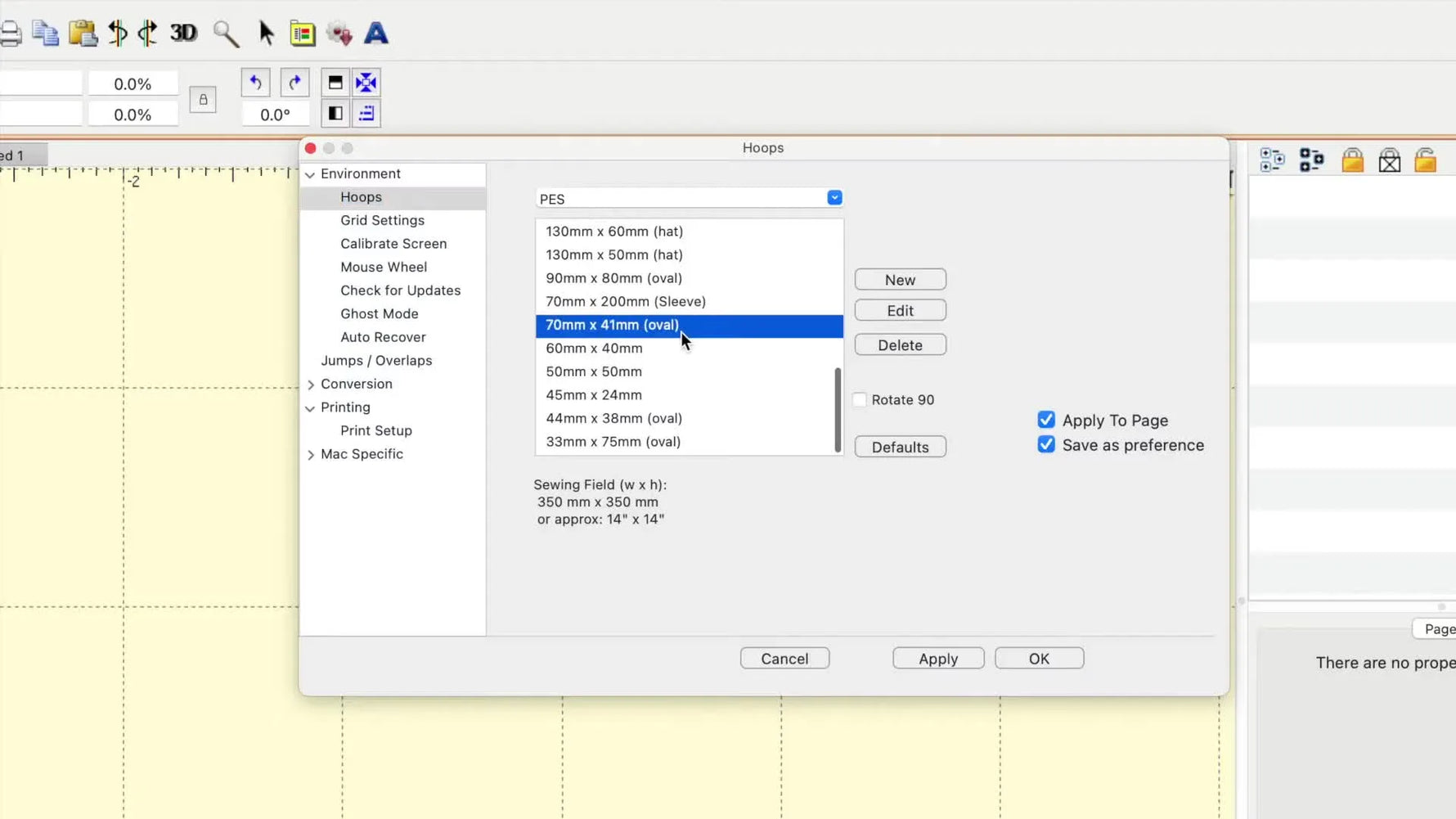 A Mac screen capture shows Embrilliance hoop sizes listed in millimeters with the inches conversion highlighted, making hoop selection much less stressful.