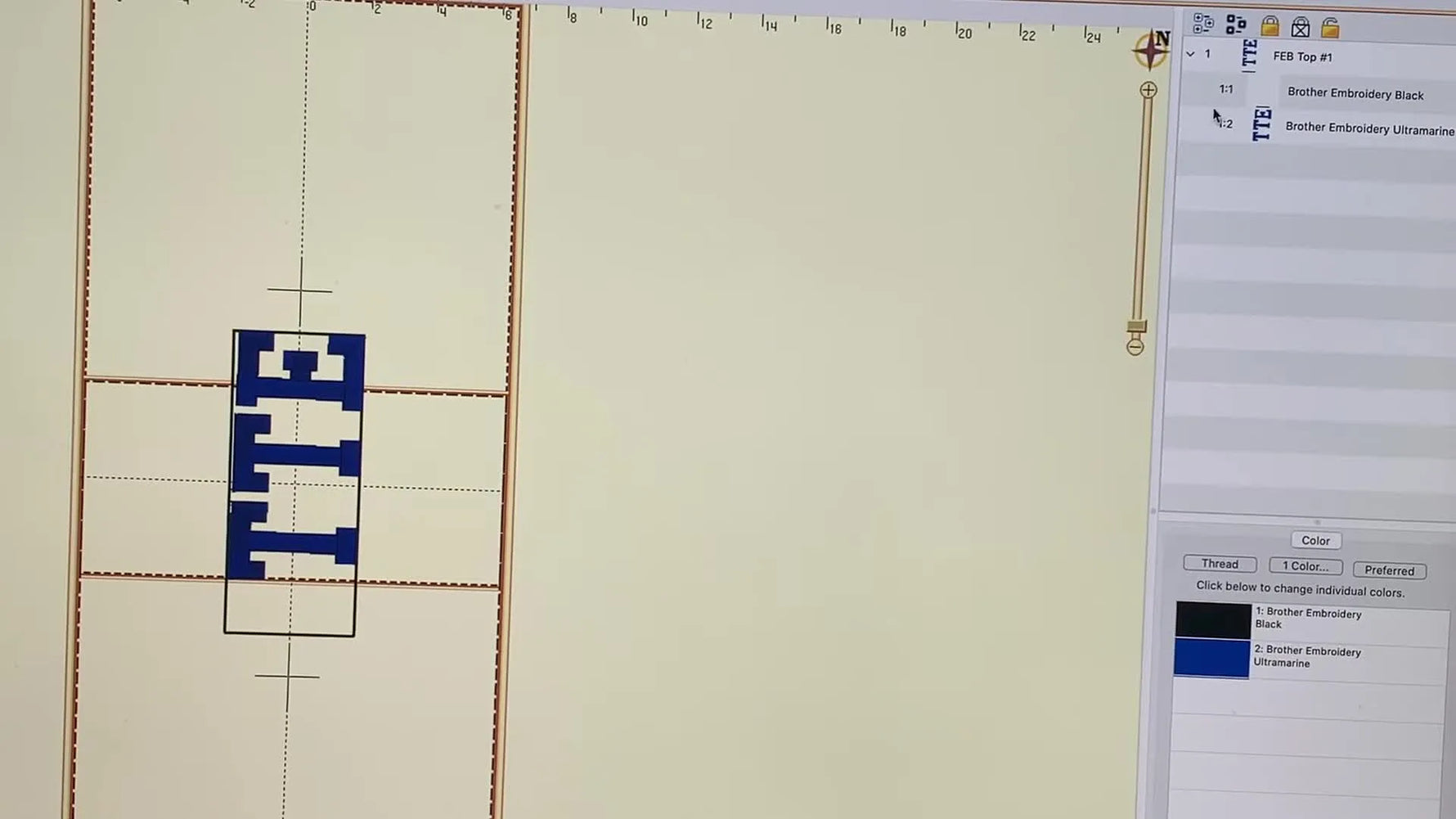 A close-up of the Embrilliance Object Pane showing the expanded design tree where the basting stitch layer can be selected and deleted.