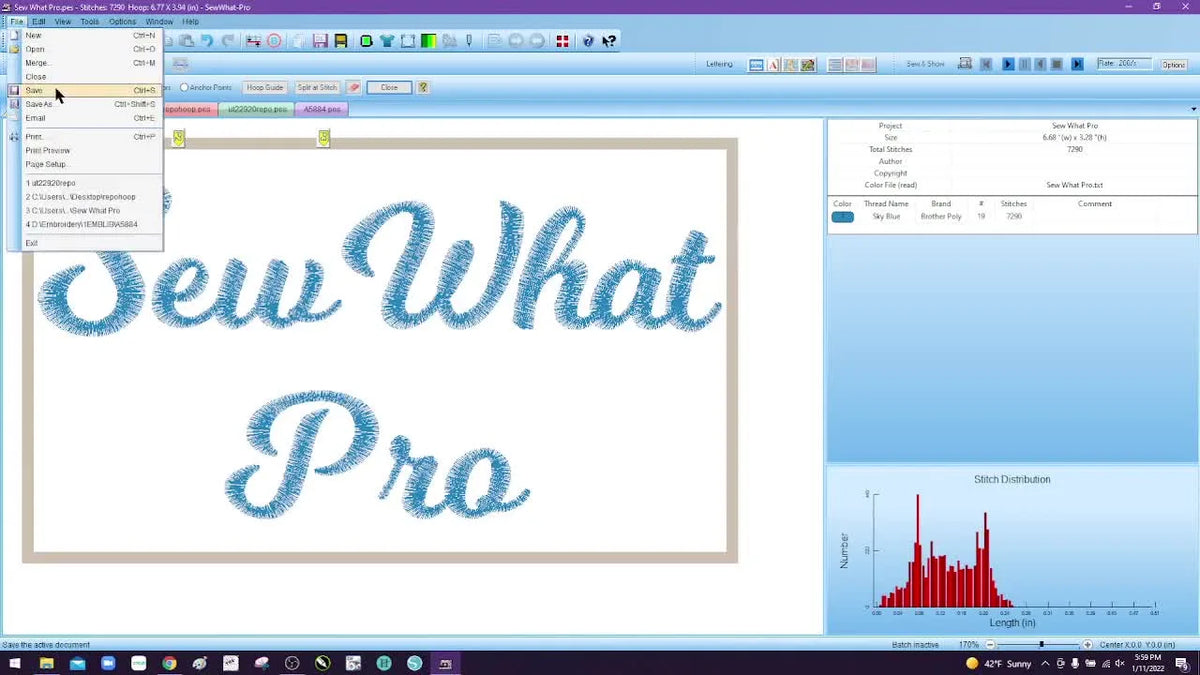 An error message pop-up in Sew What Pro software.