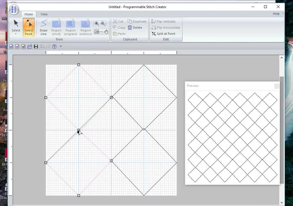 A close-up screen capture shows a point being dragged until two hollow squares become one solid black square, confirming a clean, continuous path in PE Design 11.