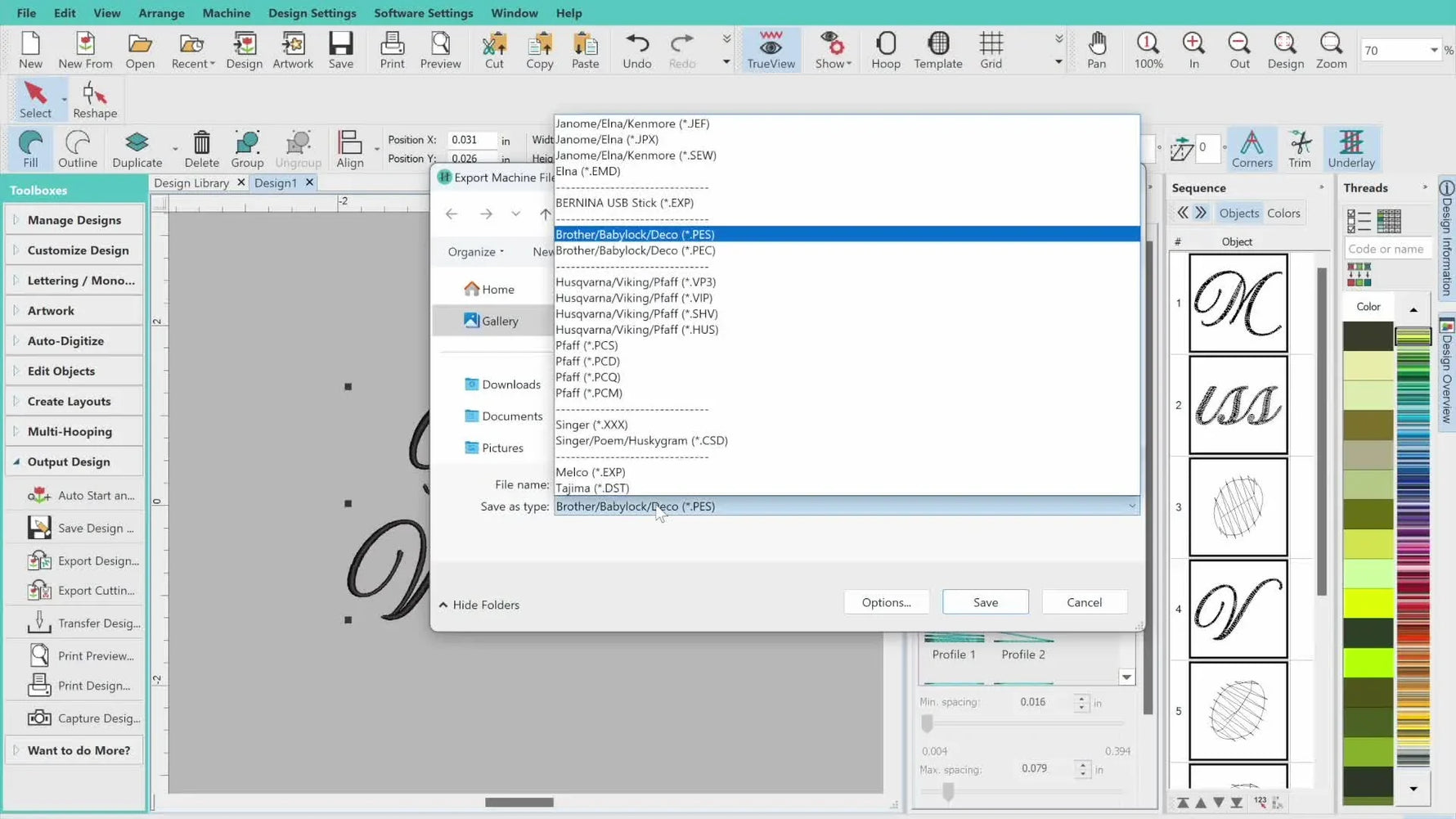 A Hatch auto-digitize settings window shows a logo’s detected colors being reduced from many colors down to a clean, manageable palette.