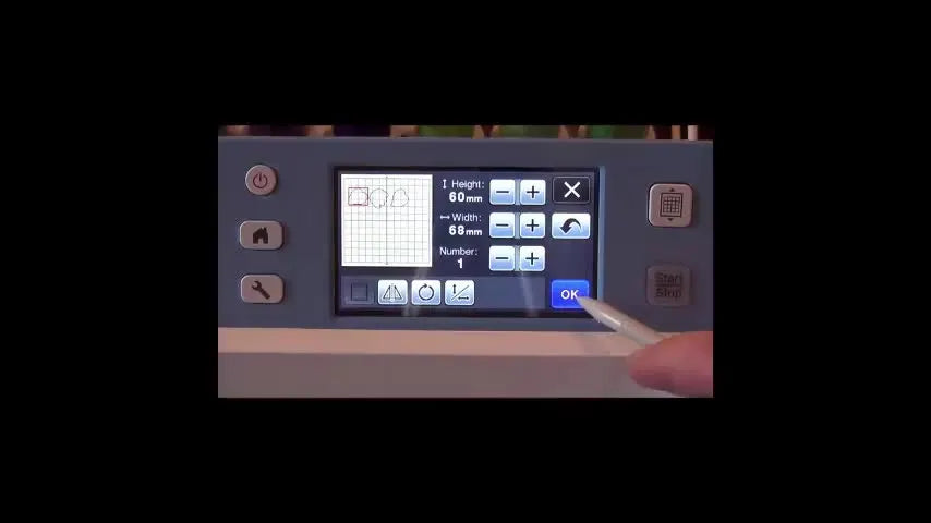 The ScanNCut resize screen where each appliqué piece is increased by 1 mm to ensure satin stitch coverage.