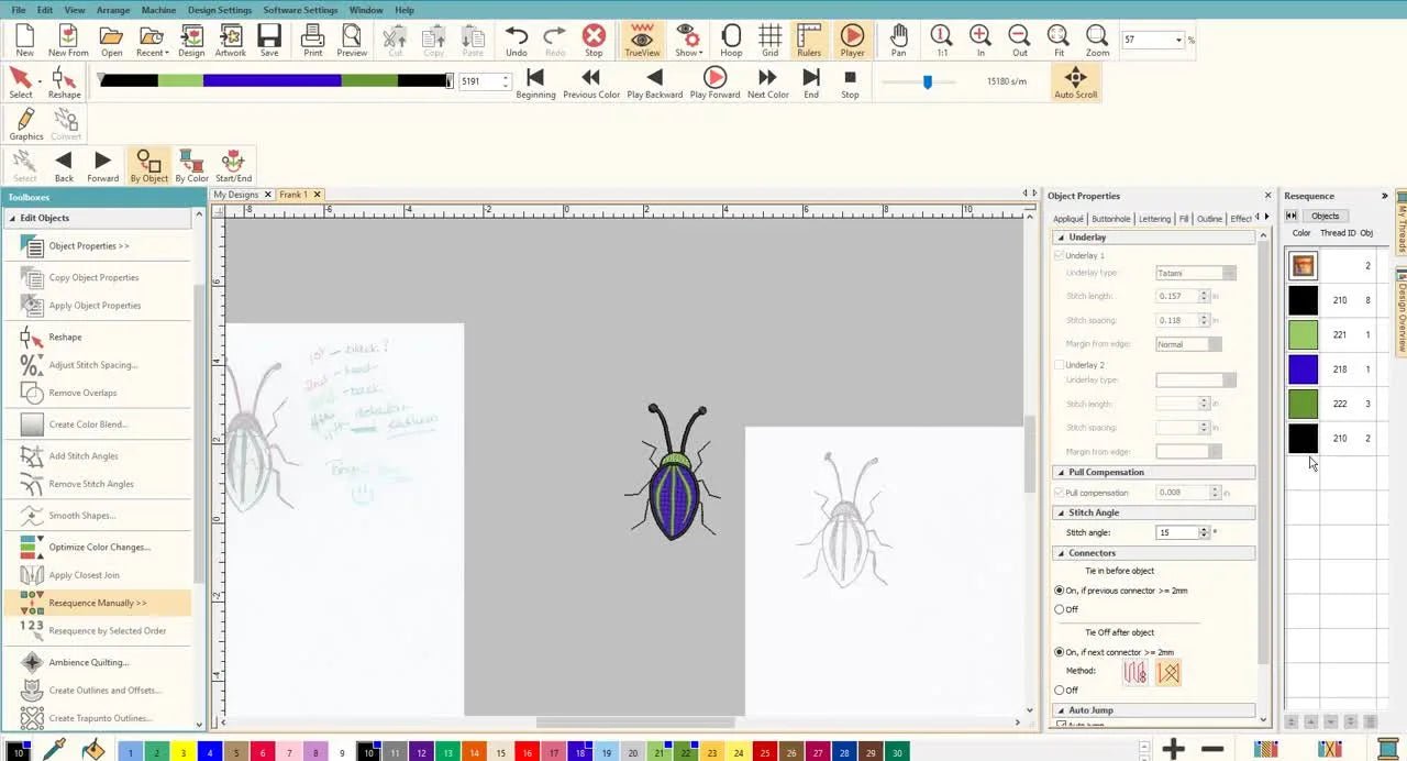 Finish a Hatch Design Like a Pro: Smooth Curves, Zero Jump Stitches, and a “Frank the Bug” File That Actually Sews Clean