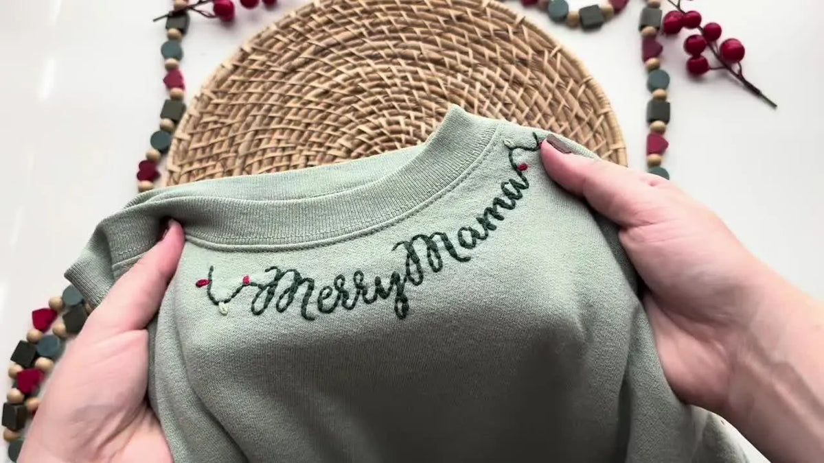 DIY Embroidered Christmas Light Collar Sweatshirt Tutorial