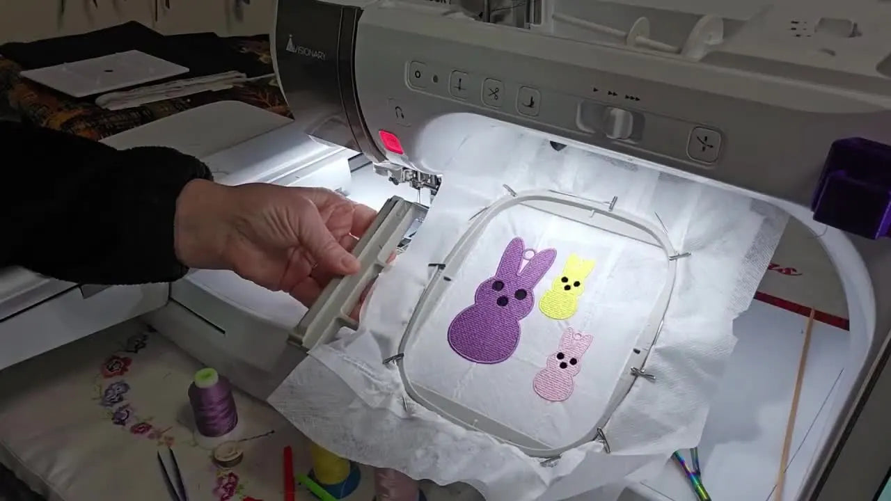 Wet FSL Bunny Peeps pieces are pressed and gently shaped on a paper towel so they dry flat with a strong, intact hanging loop.