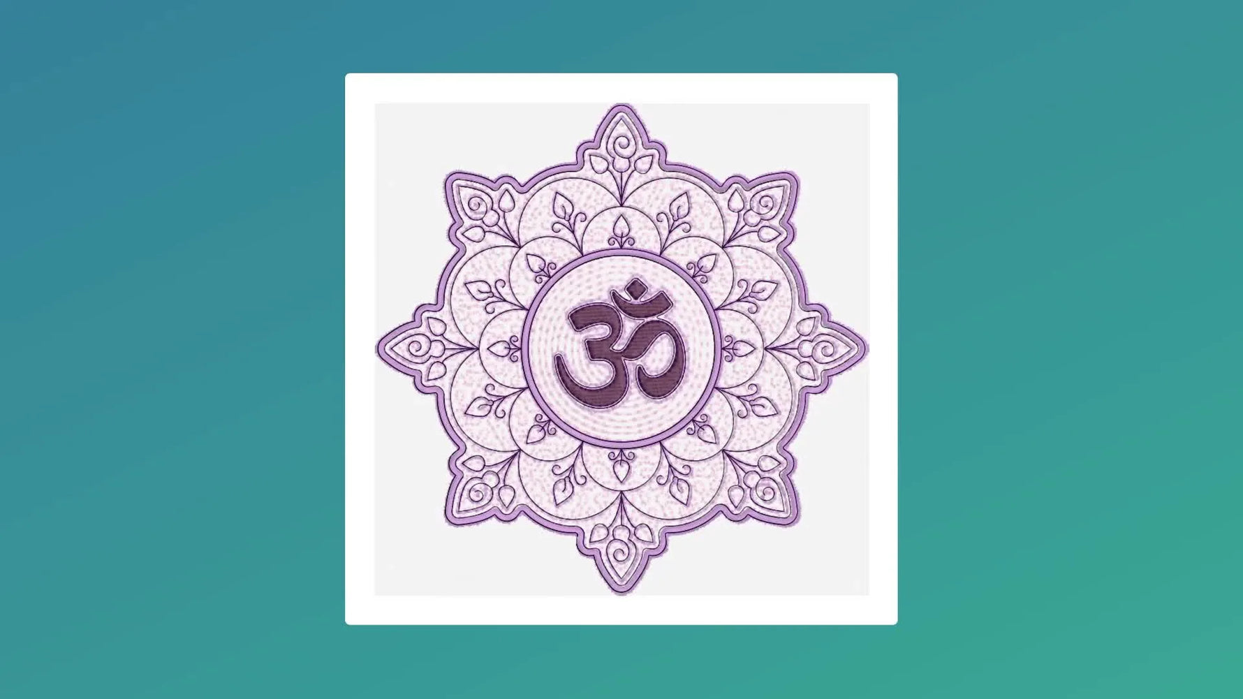 Finished embroidered mandala design with purple and pink threads.