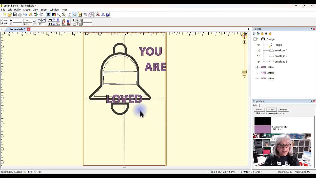 A screen capture shows the word “YOU” instantly warping into the top bell segment after the text object is renamed to match its envelope.