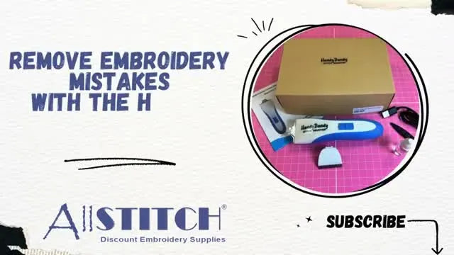 Handy Dandy Stitch Remover with embroidered swatch