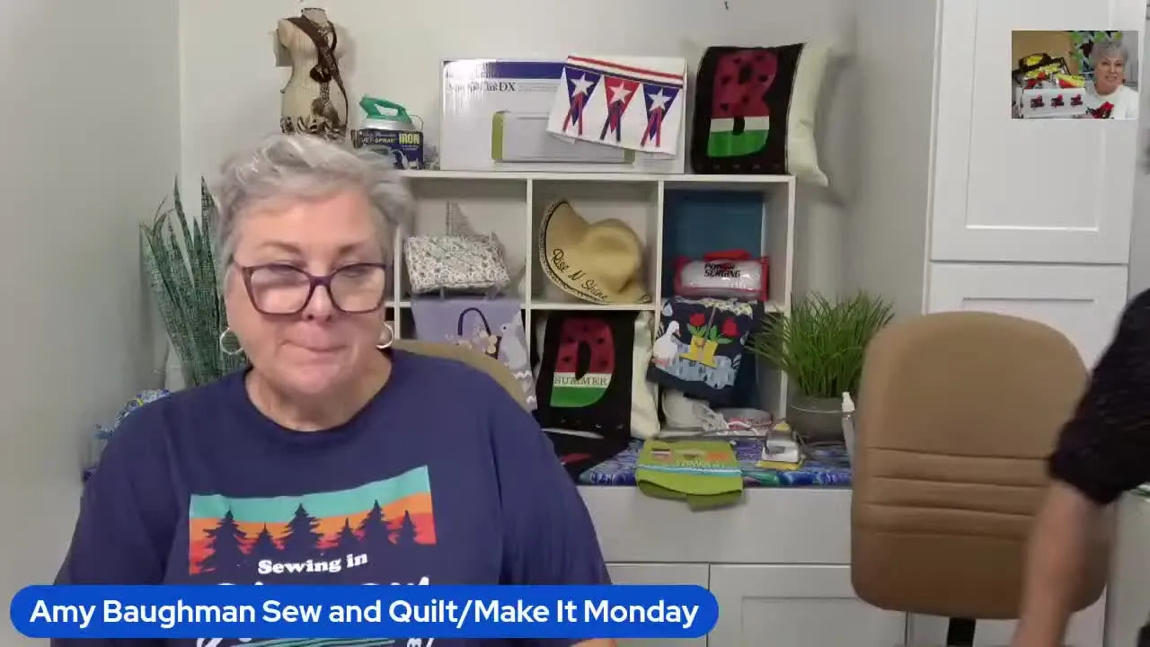 Two people, Amy and Jim, talking to the camera in a craft room.