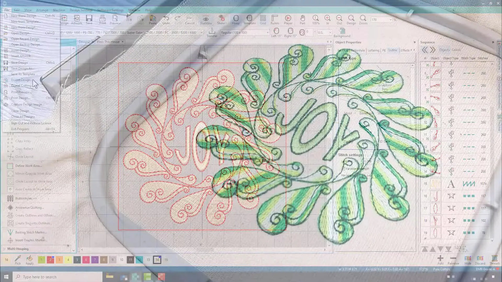 PE-Design Tutorial: From Line Art to an Elegant ‘JOY’ Wreath (No Jump Stitches)
