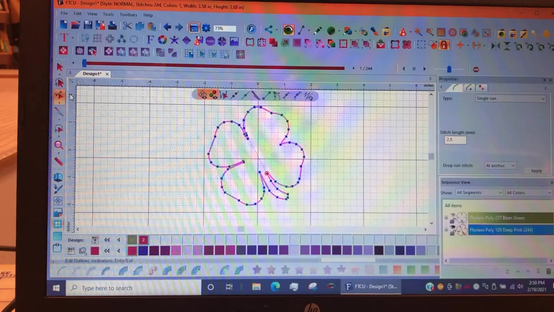 A screen capture shows the Shape Tool editing the motif’s green start node and red stop node to control seamless tiling.