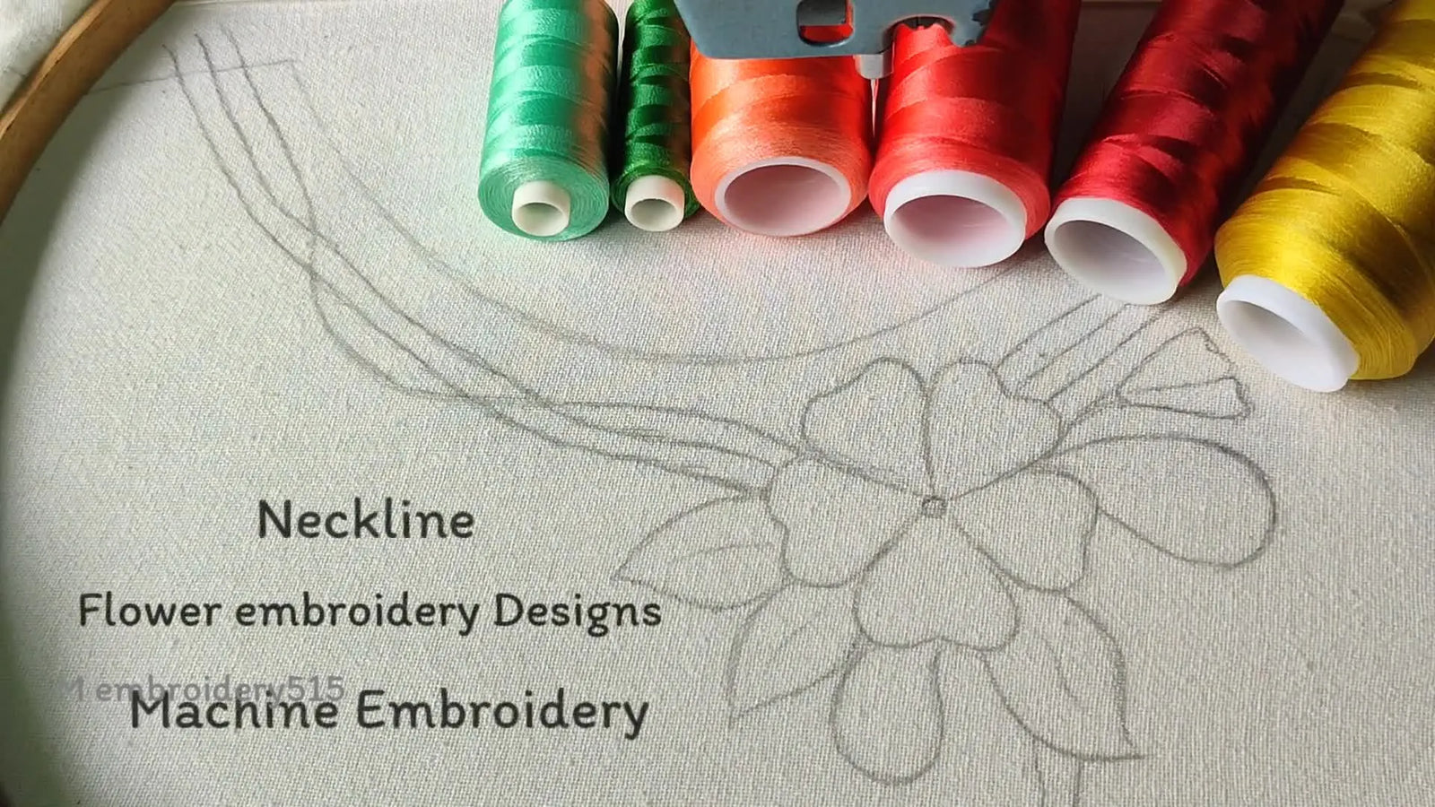 Free Motion Machine Embroidery Tutorial: Elegant Floral Neckline