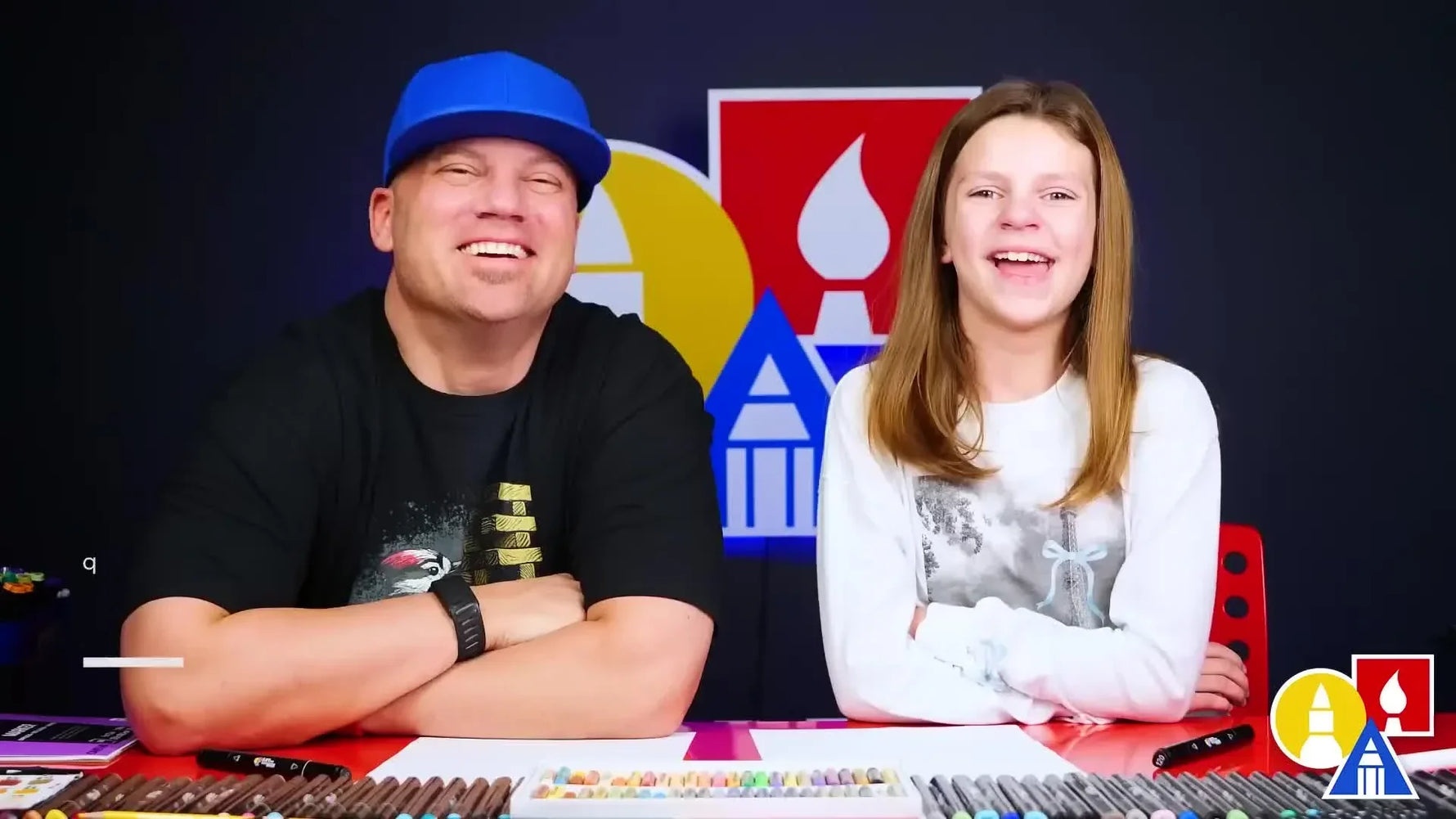 Two hosts, a man and a girl, introduce the drawing tutorial on Stitch.