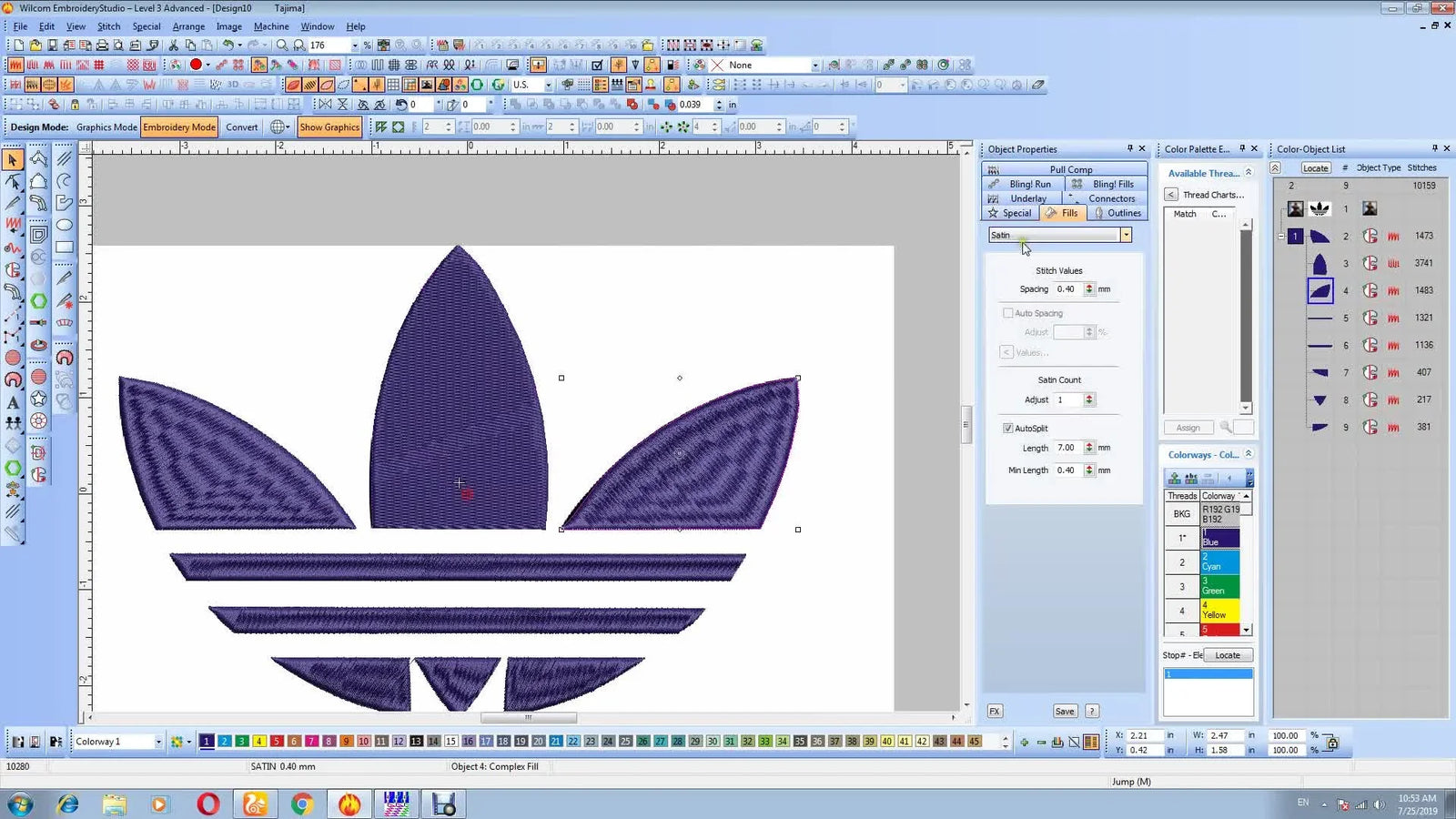 Digitize the Adidas Trefoil in Wilcom Embroidery Studio—Clean Stripes, Clean Stitch Flow, No Guesswork