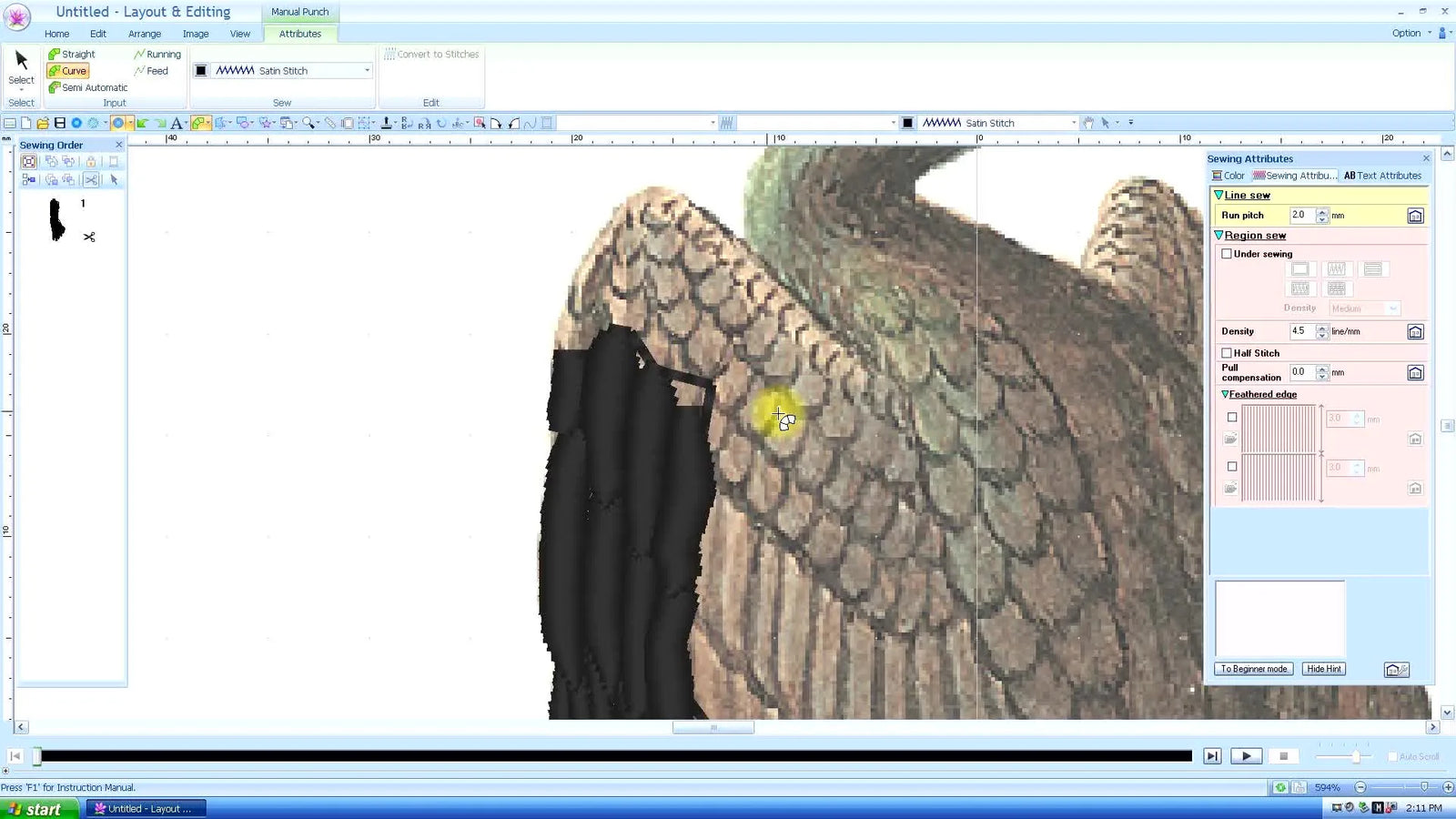 The Feather Texture Trick in Brother PE-Design: Layered Manual Punch Stitches That Sew Like Real Plumage