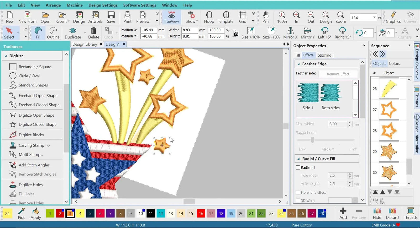 Scattered Satin Stars in Hatch by Wilcom: The Fast, Clean Way to Digitize “Fireworks” Without Thread Breaks