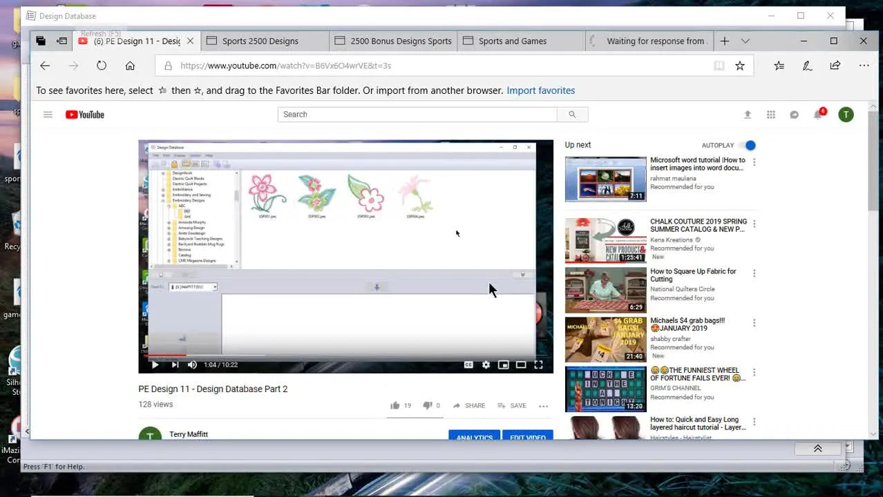 A web browser displays the PE-Design 11 generated HTML catalog with design thumbnails and stitch statistics for quick client review.