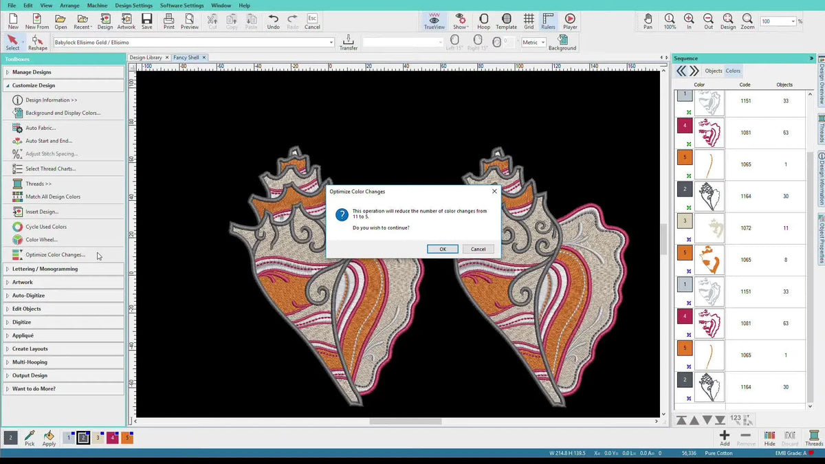Hatch Embroidery 2 “Optimize Color Changes”: Cut Thread Swaps Without Inviting Registration Gaps