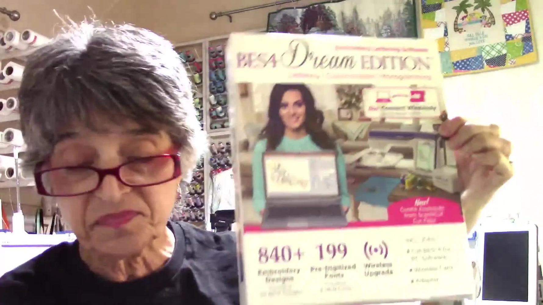 A close-up of the Brother BES 4 Dream Edition box showing the product name and key features on the front.