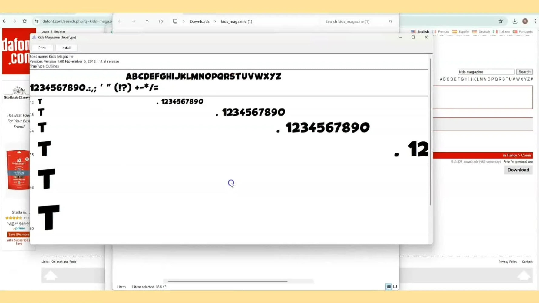 Close-up of trimming pink glitter vinyl with curved scissors while holding the material steady with flat-tip tweezers before the final satin border stitches.