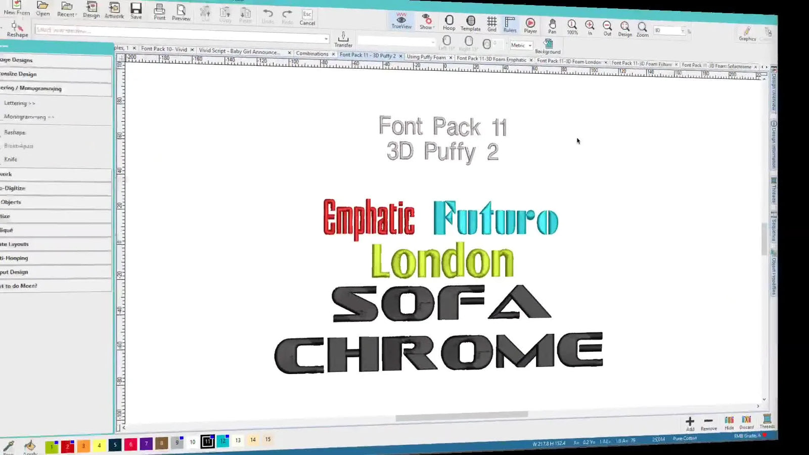 Hatch Embroidery 2.1 Font Packs 9–11: Pick the Right Size, Then Nail Clean 3D Puffy Foam Letters (Without Wasting Foam)
