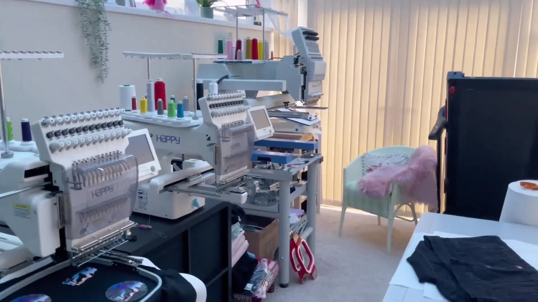 A close-up shows a large magnetic hoop being snapped onto a thick denim jacket for fast, secure hooping.