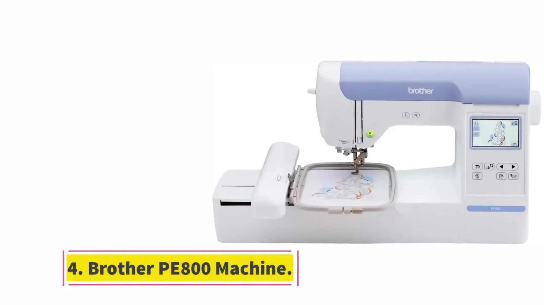A Brother PE800 stitches a floral design, showing the kind of clean, business-ready output you can expect when hooping and stabilization are done right.