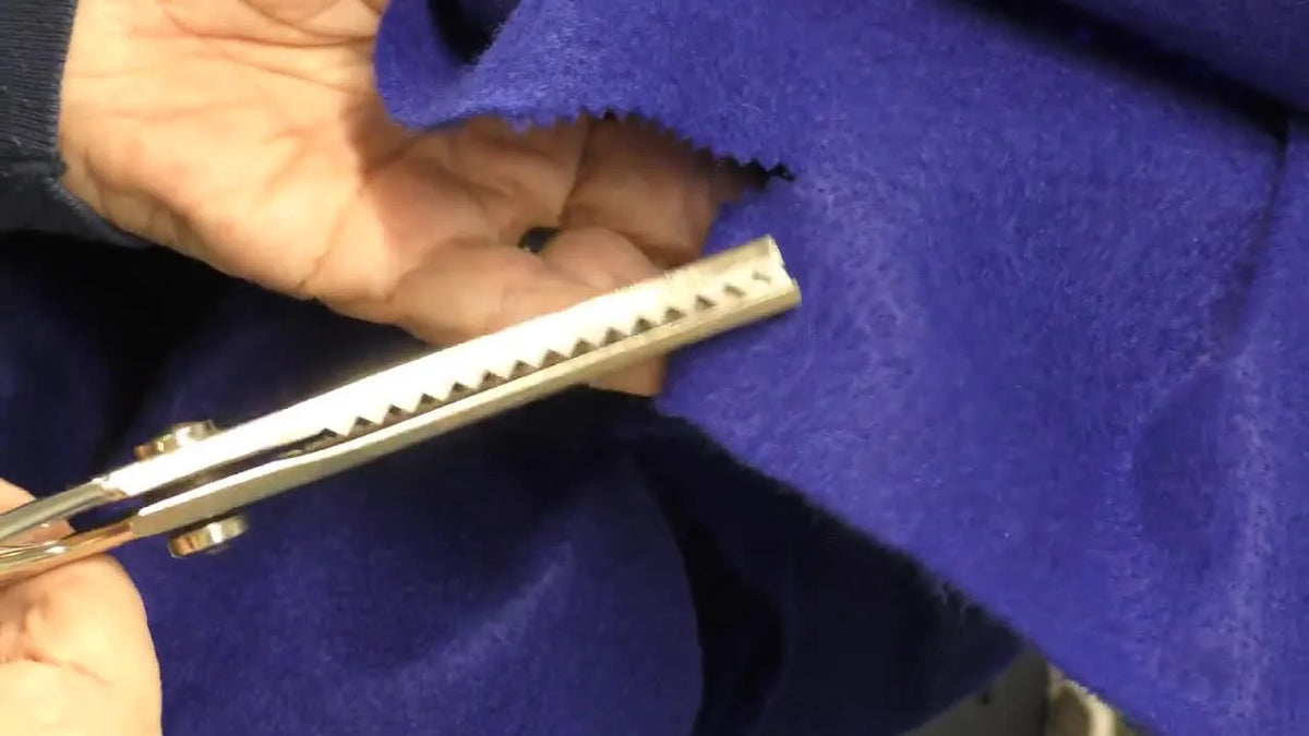 Close-up of pinking shears blade