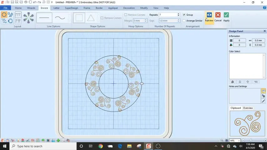 Encore in PREMIER+ 2 Embroidery Ultra: Build a Clean Wreath, Save the Right File, and Export Without Thread Breaks
