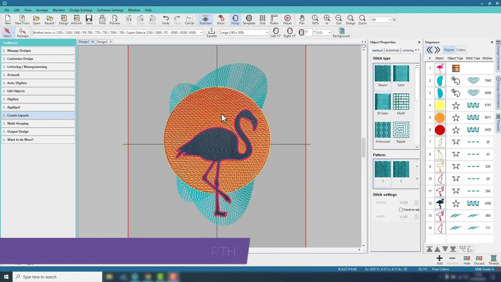 Digitize a Tropical Flamingo Sunset in Hatch: Radial, Gradient, and Ripple Fills