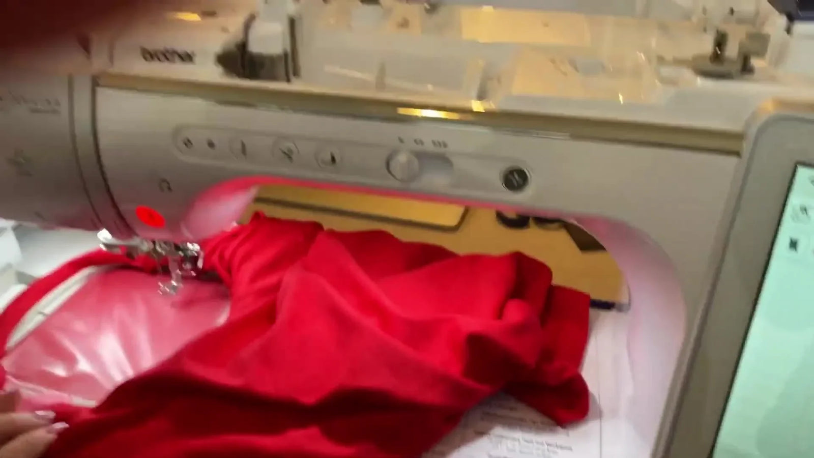 Knit T-Shirt Embroidery on the Brother Luminaire: Fuse, Hoop at an Angle, and Let the Projector Save Your Placement