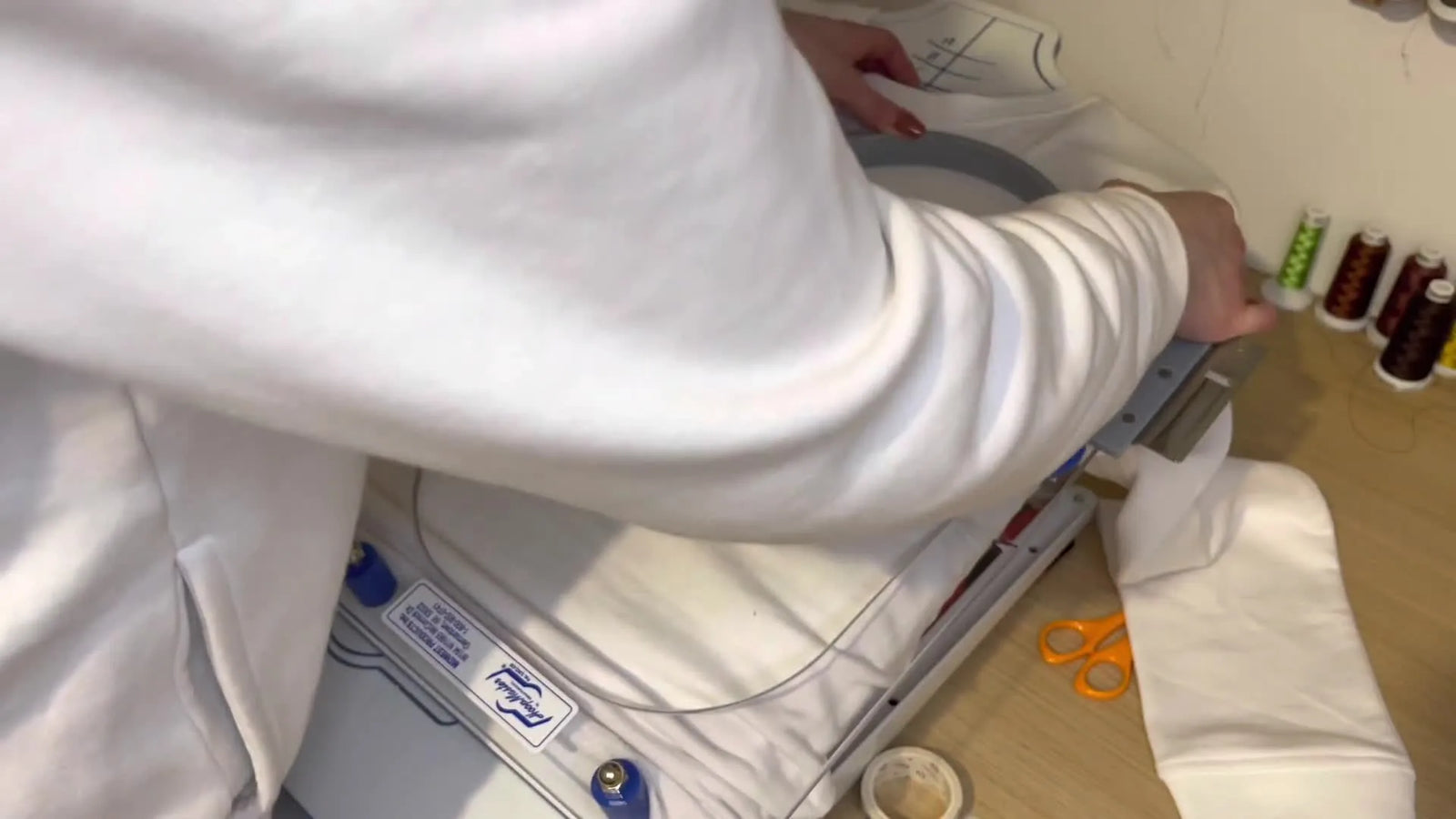 Left Chest Logos on Sweaters Without the Panic: Manual Hooping vs. Hoop Master on a Happy Japan Machine