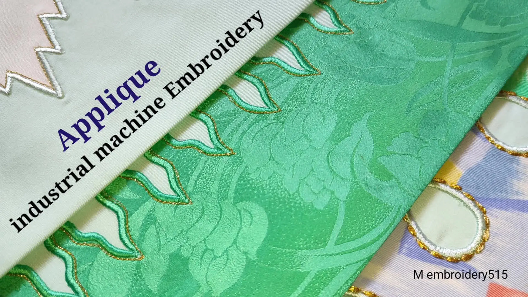 Title screen for appliqué industrial machine embroidery tutorial