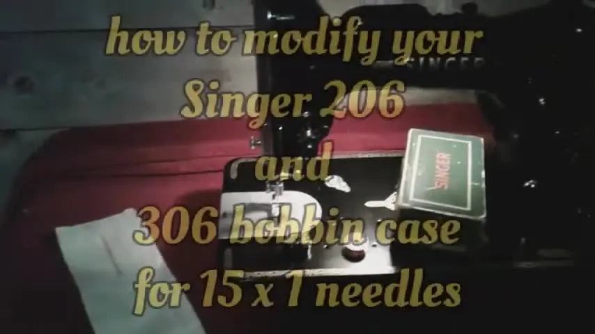 Video title overlay on a Singer sewing machine