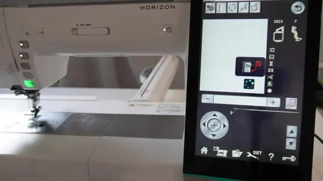 The Janome “Ready to Sew” screen shows the SQ23 hoop selection and stitch count before stitching the quilt label.