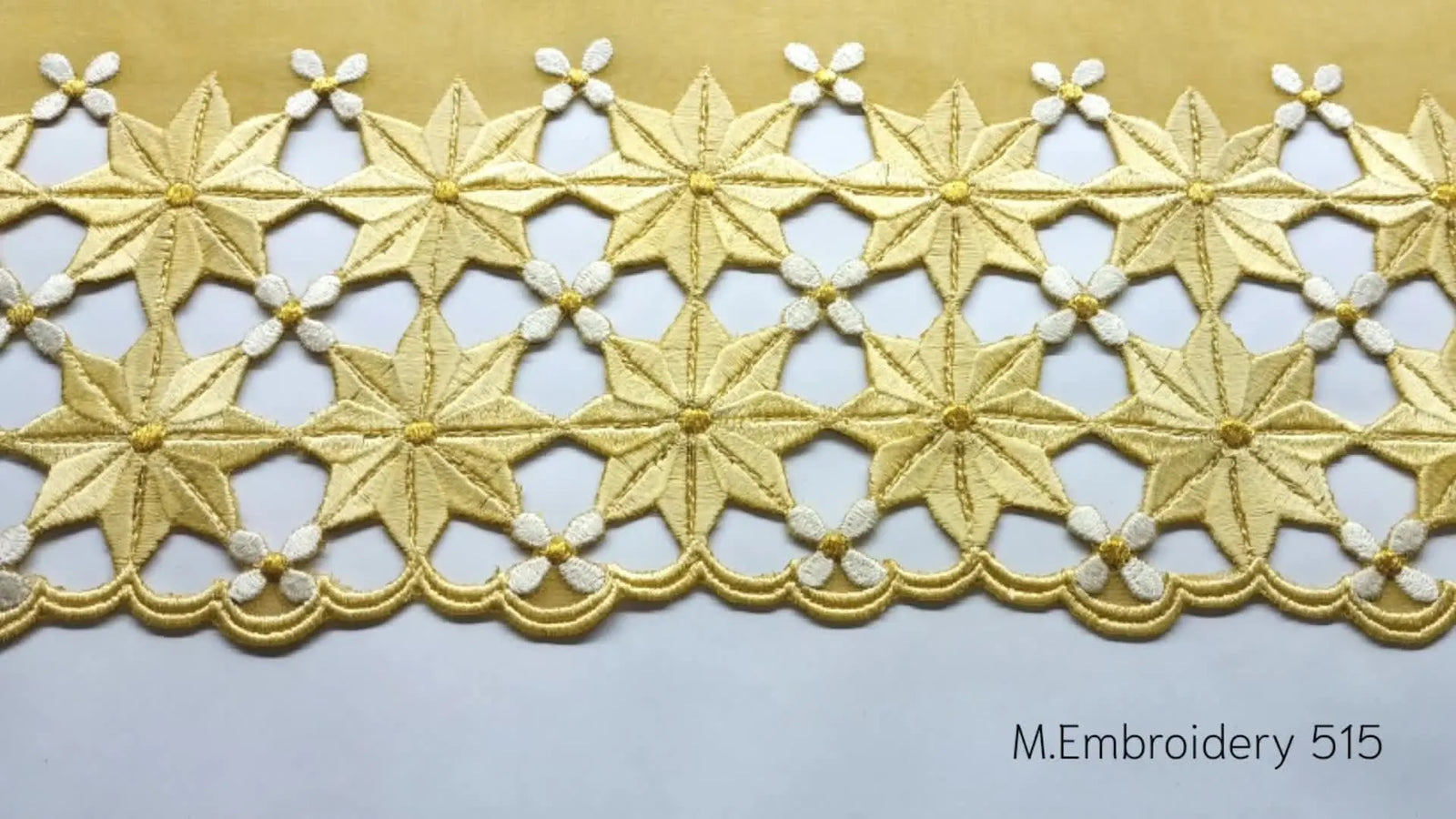 Mastering Machine Cutwork Embroidery: Gold & White Star Design