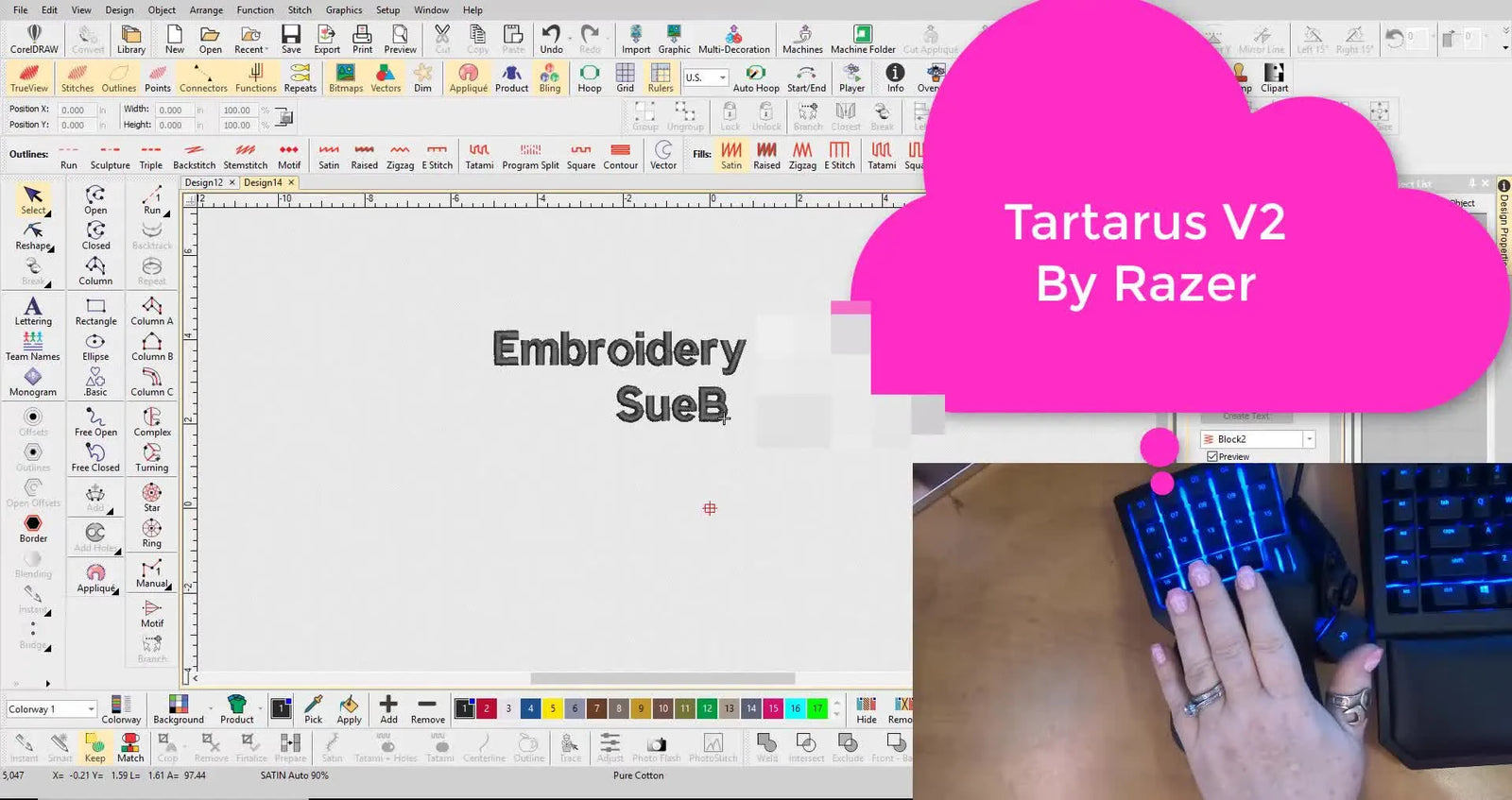 Stop Hunting Menus in Wilcom & Hatch: Program a Razer Tartarus V2 Keypad That Actually Speeds Up Digitizing