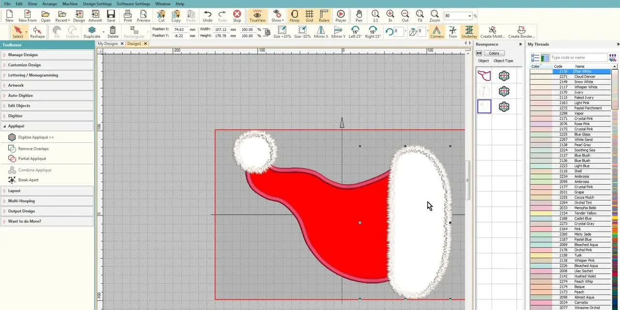 From Clipart to Clean Appliqué: Digitizing a Santa Hat in Brother PE-Design (Without Bulky Overlaps)