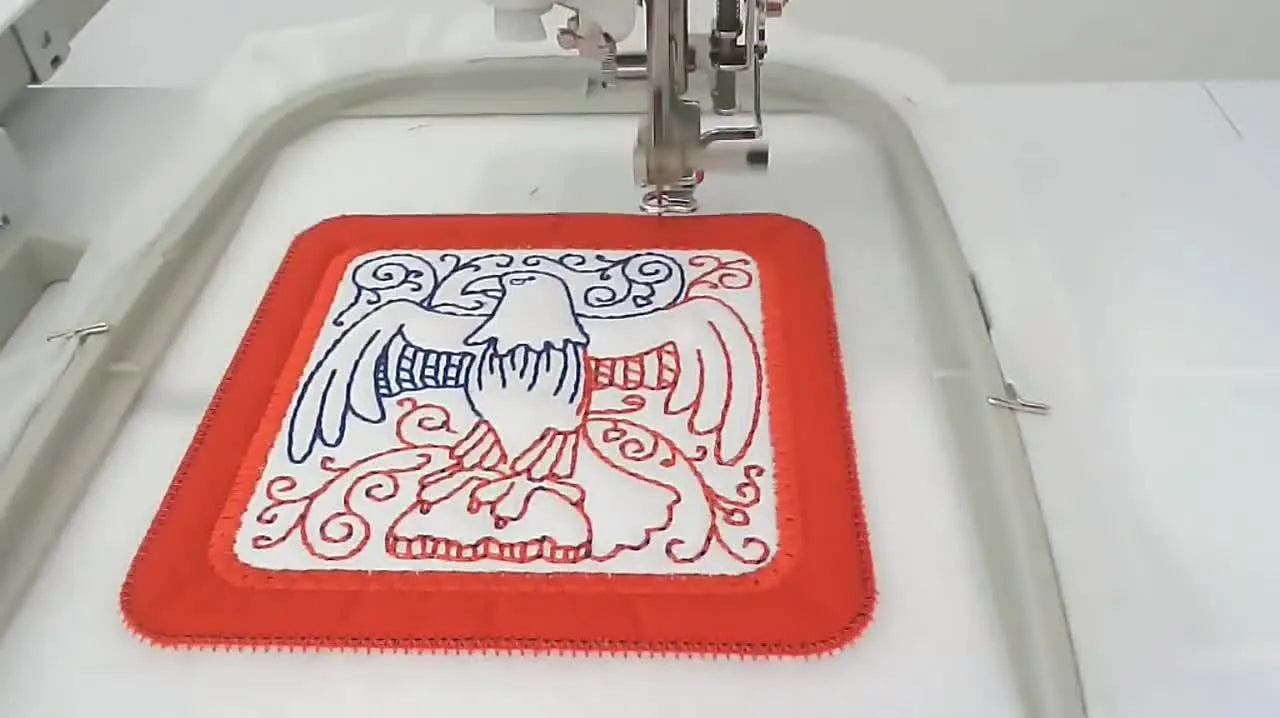 A Clean ITH Eagle Coaster in a 5x7 Hoop: The Reverse Appliqué Trick That Stops Red Show-Through