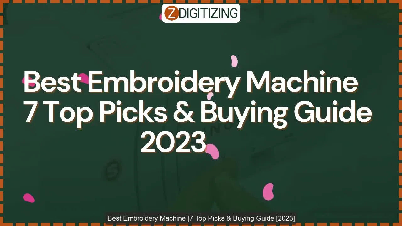 The host stands behind a table with an embroidery setup and thread spools, introducing a practical comparison of embroidery machines for different budgets and skill levels.
