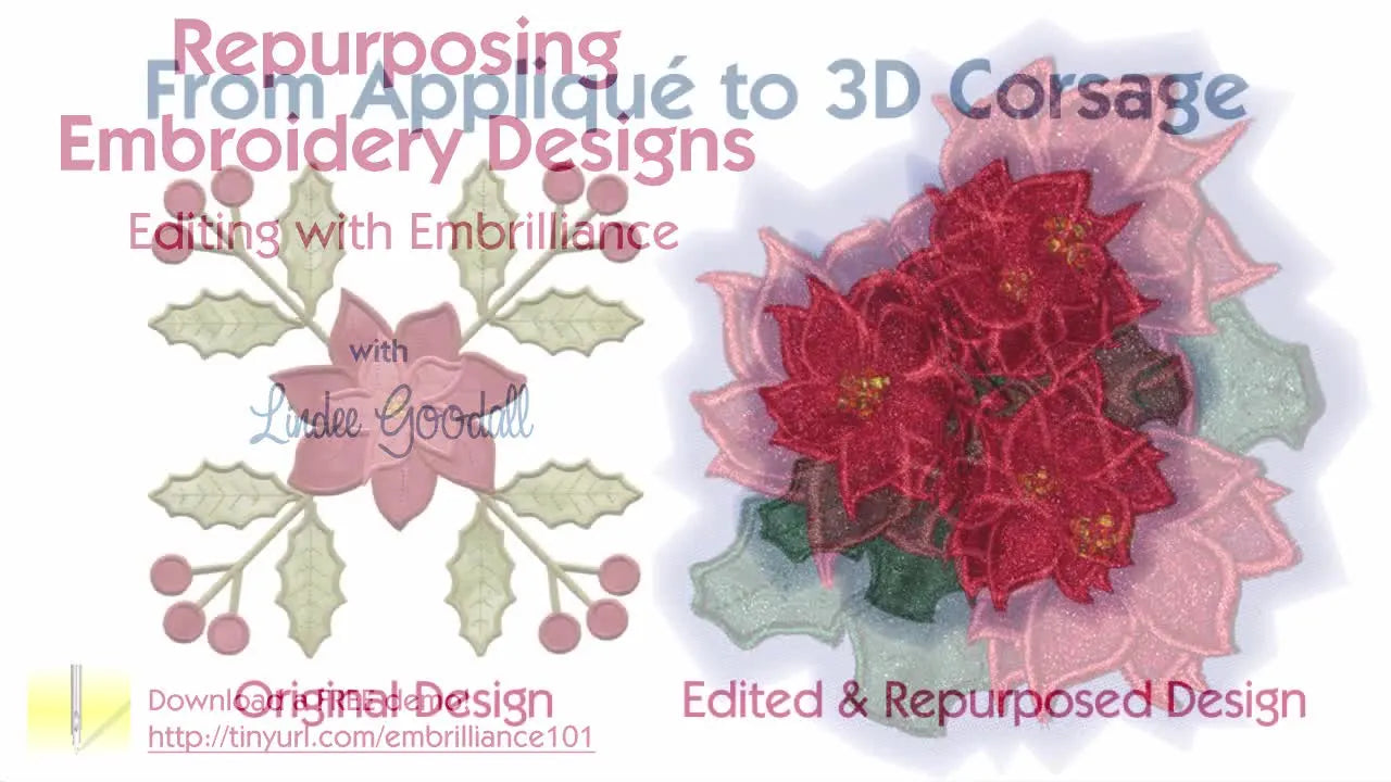 From Flat Appliqué to a 3D Corsage: Editing an Embrilliance Poinsettia Design Without Ruining the Stitch Path