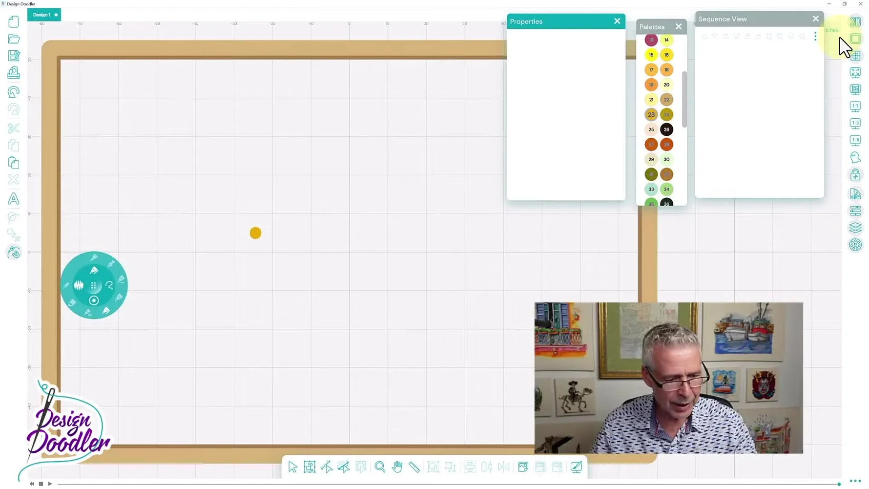A screen capture shows the brown “meat” appliqué drawn as a closed shape overlapping the yellow “bone” underlap in Design Doodler.