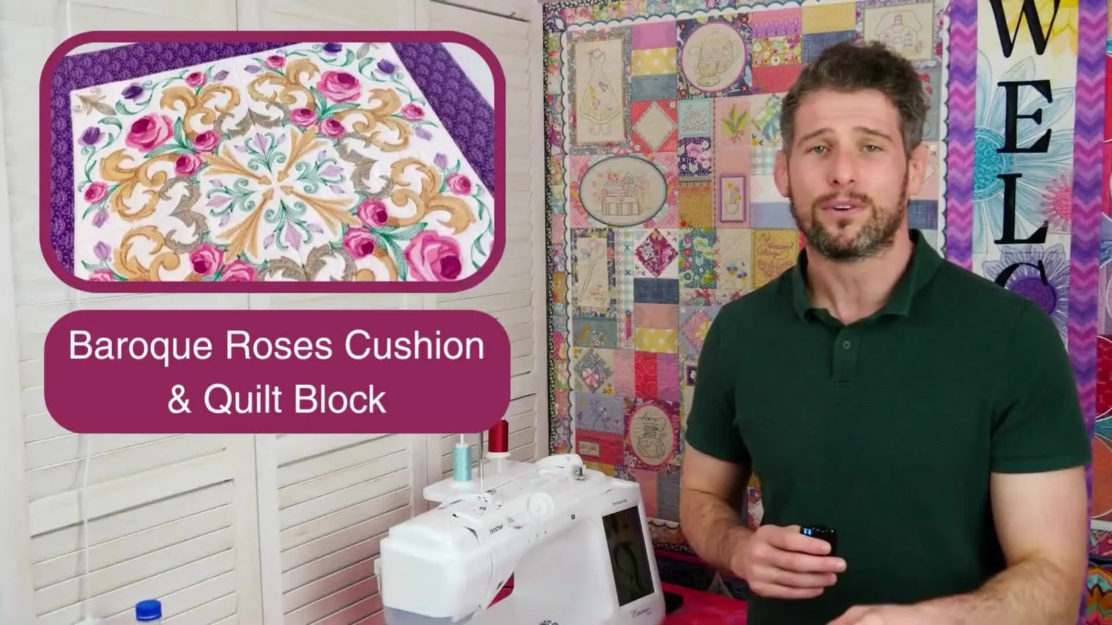 Baroque Roses ITH Cushion: The Clean-Hoop, No-Bulk Method for Quilt Blocks That Actually Line Up