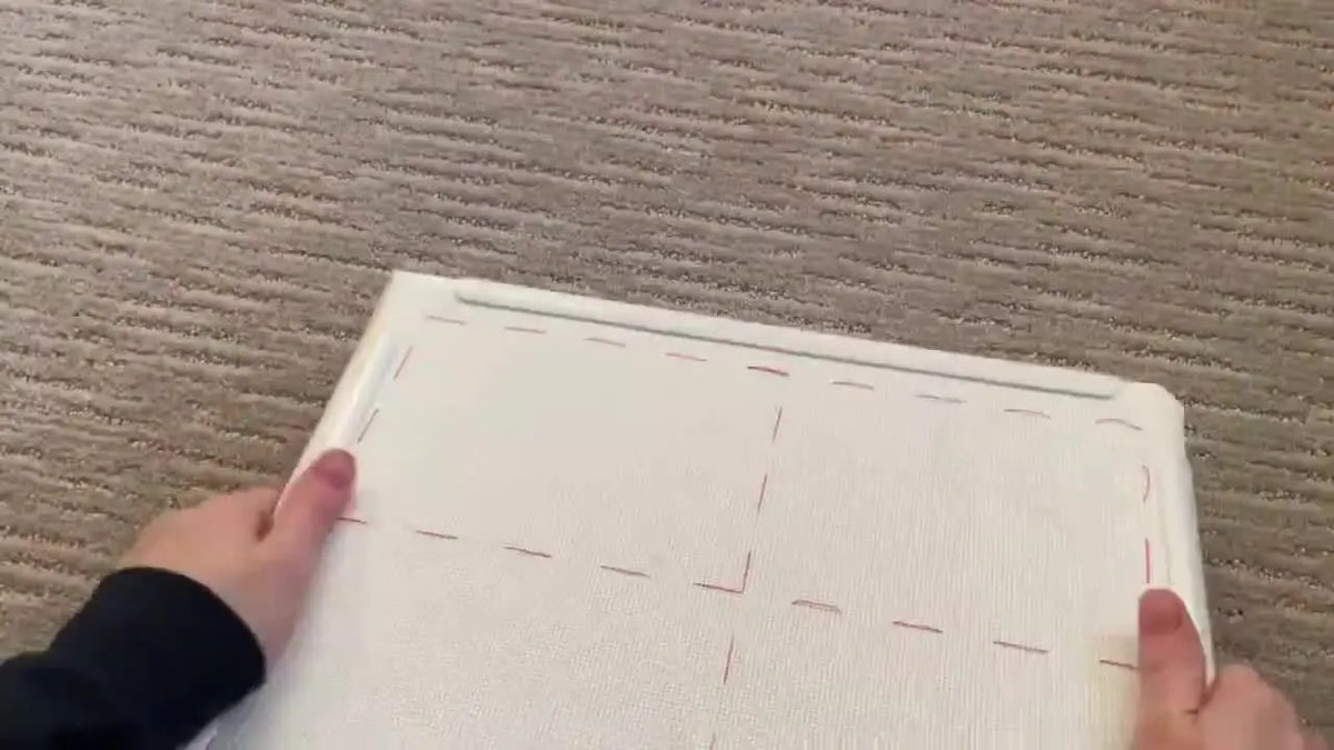 Overhead shot of a QâSnap frame with taut fabric.